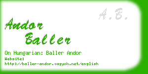 andor baller business card